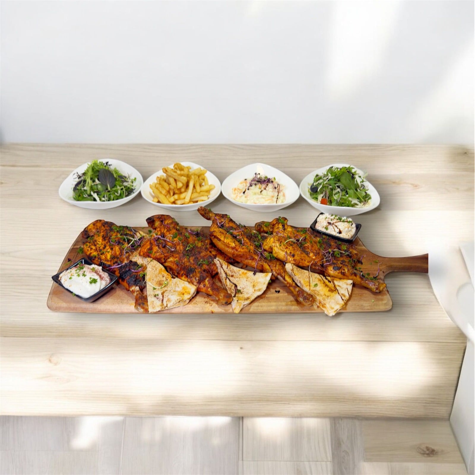 Grilled chicken and flatbread board