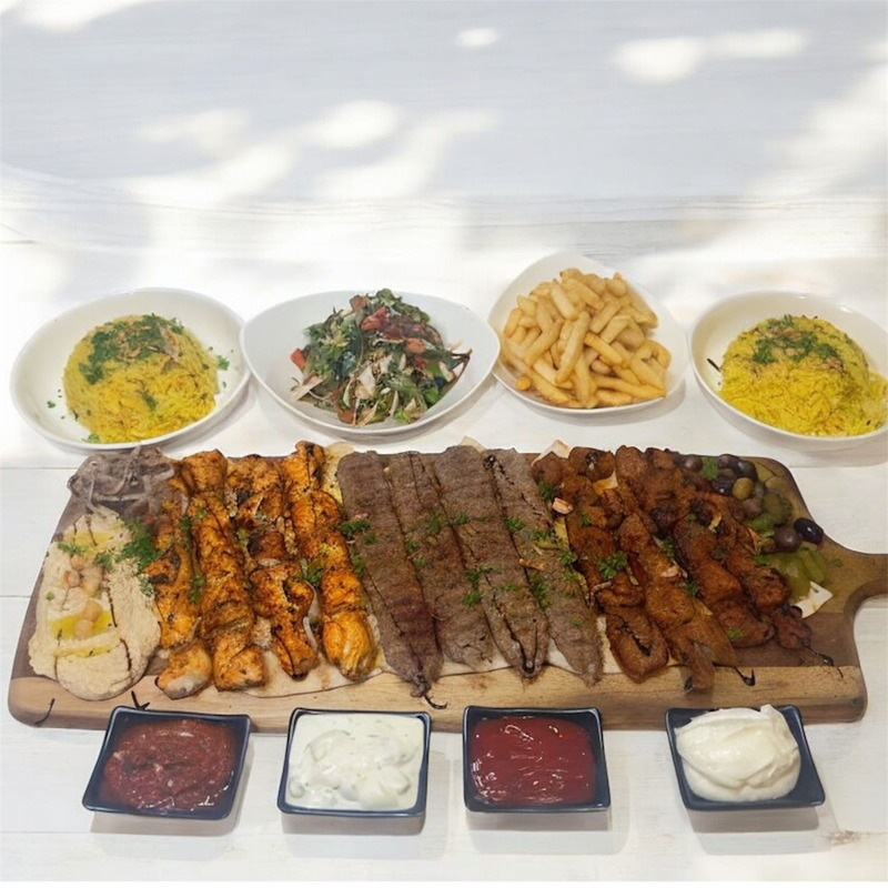 Mixed grill platter with sides
